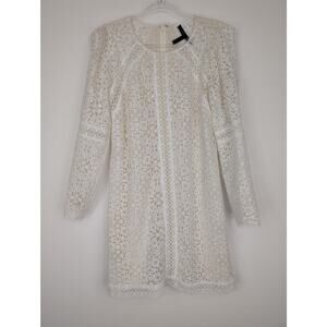 BCBGMAXAZRIA Dress Womens Medium Lace Long Sleeve Embroidered Sheath Bridal